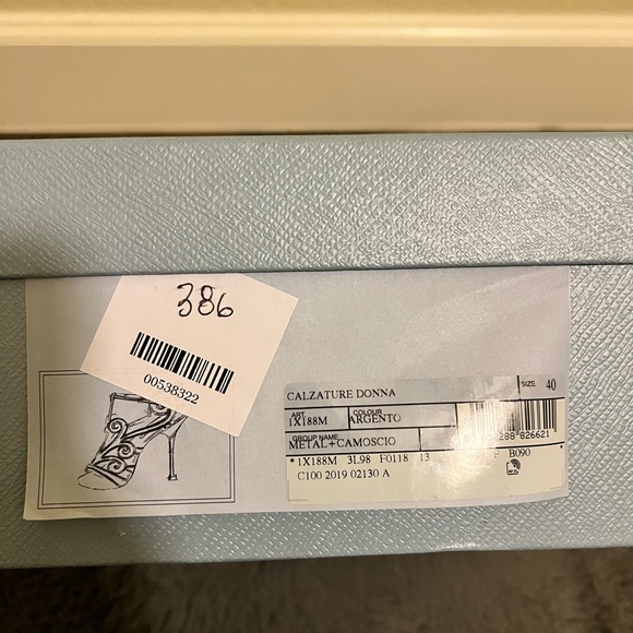 Prada silver designed sandals with fierce heel. - Picture 5 of 5